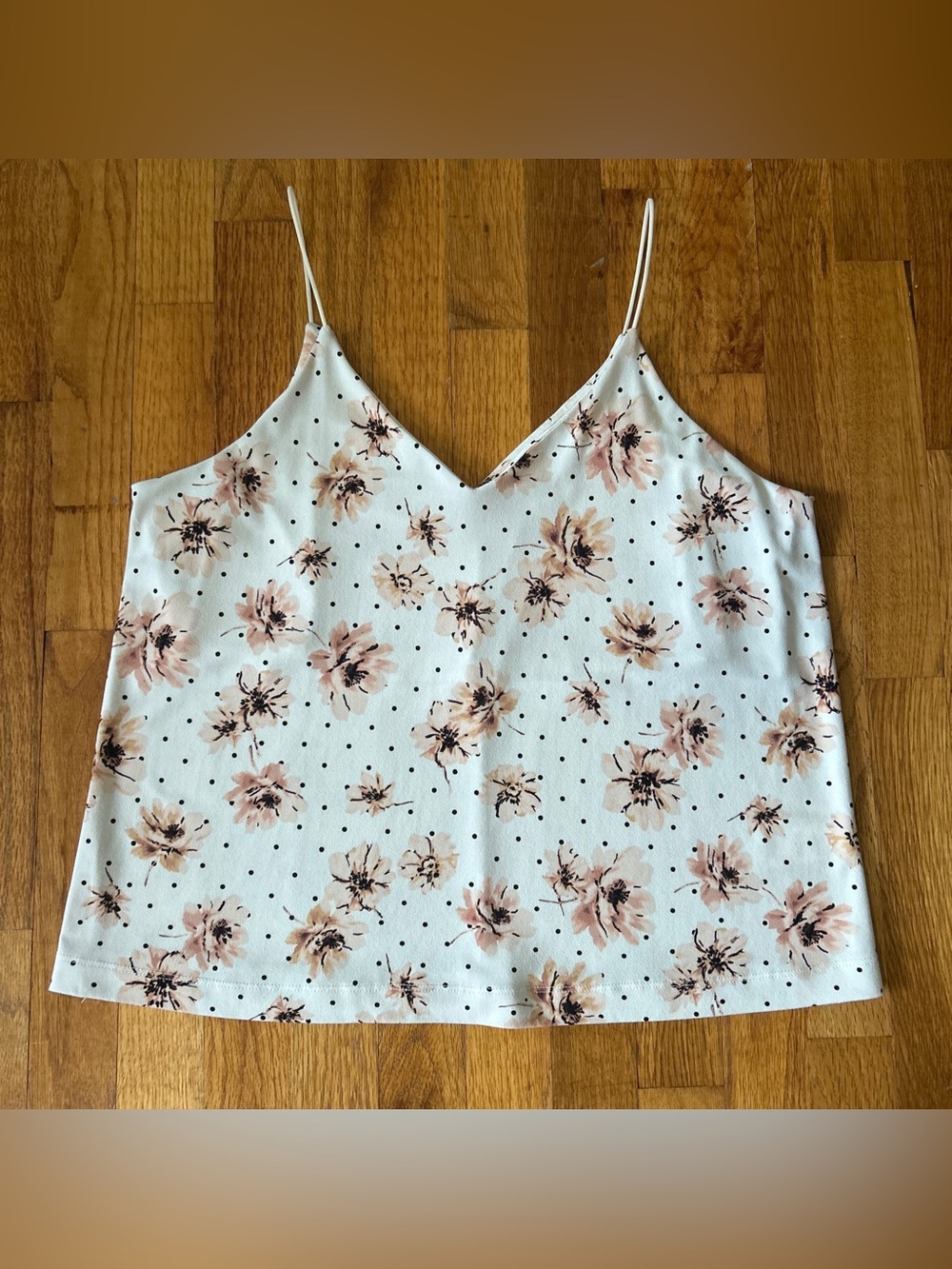 Maurices Floral & Dot Spaghetti Strap Cami Top Large L
